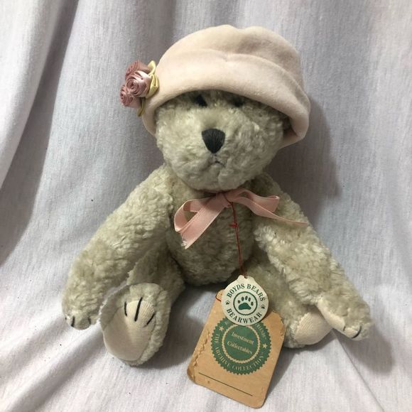 Vintage Boyd’s Bears Light Brown 11" Pink Hat Jointed Collectible Handmade - Picture 1 of 11